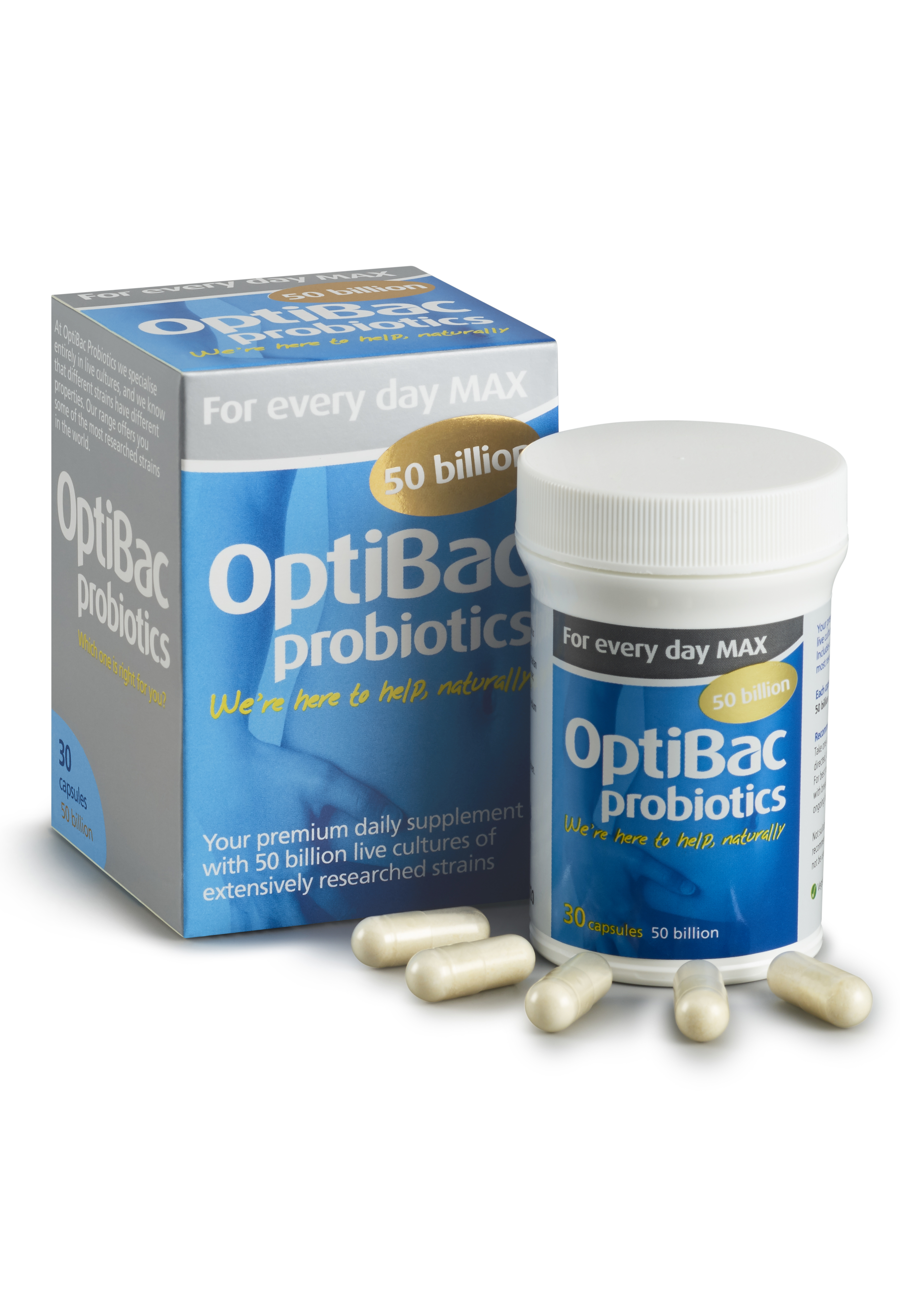 OptiBac Probiotics 'For every day MAX ', Pack of 30 Capsules researched strain of acidophilus